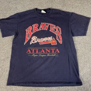 Vintage 1996 Nutmeg Atlanta Braves MLB T-Shirt Navy Blue Single Stitch XL